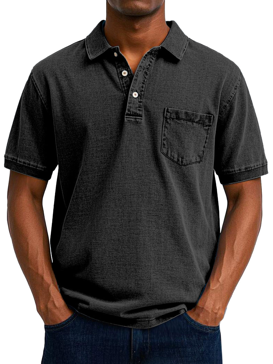 Max | Vintage Casual Polo Shirt für Herren mit kurzen Ärmeln und langen Ärmeln