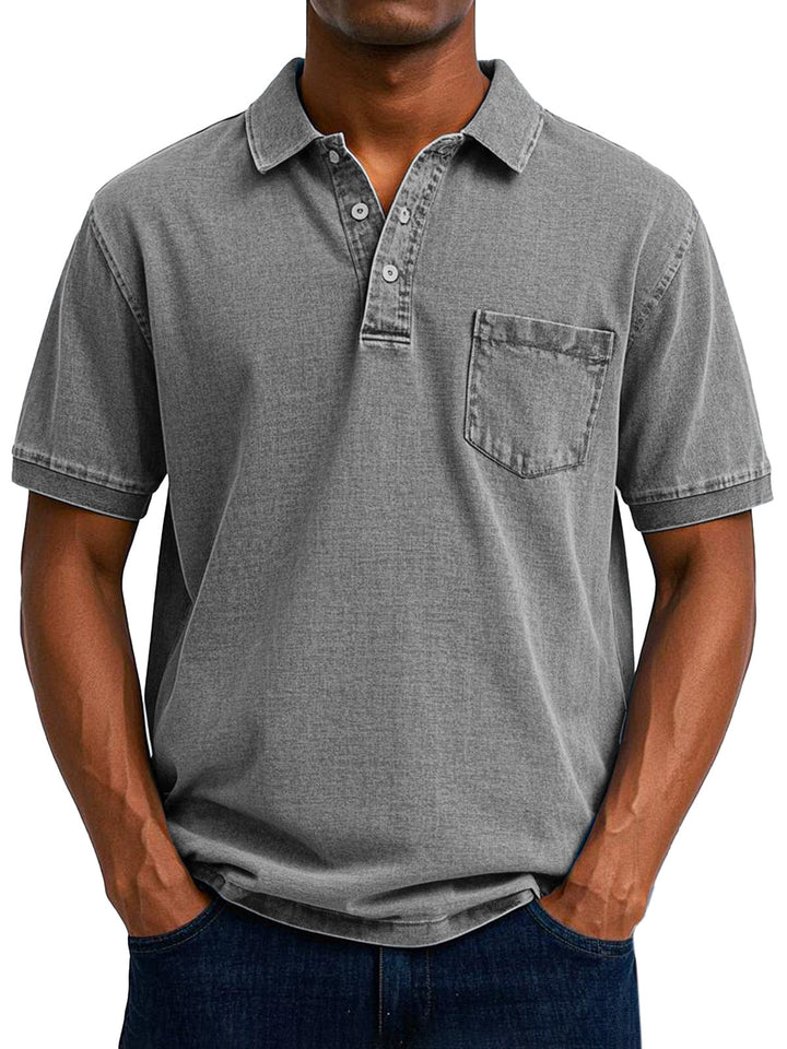 Max | Vintage Casual Polo Shirt für Herren mit kurzen Ärmeln und langen Ärmeln