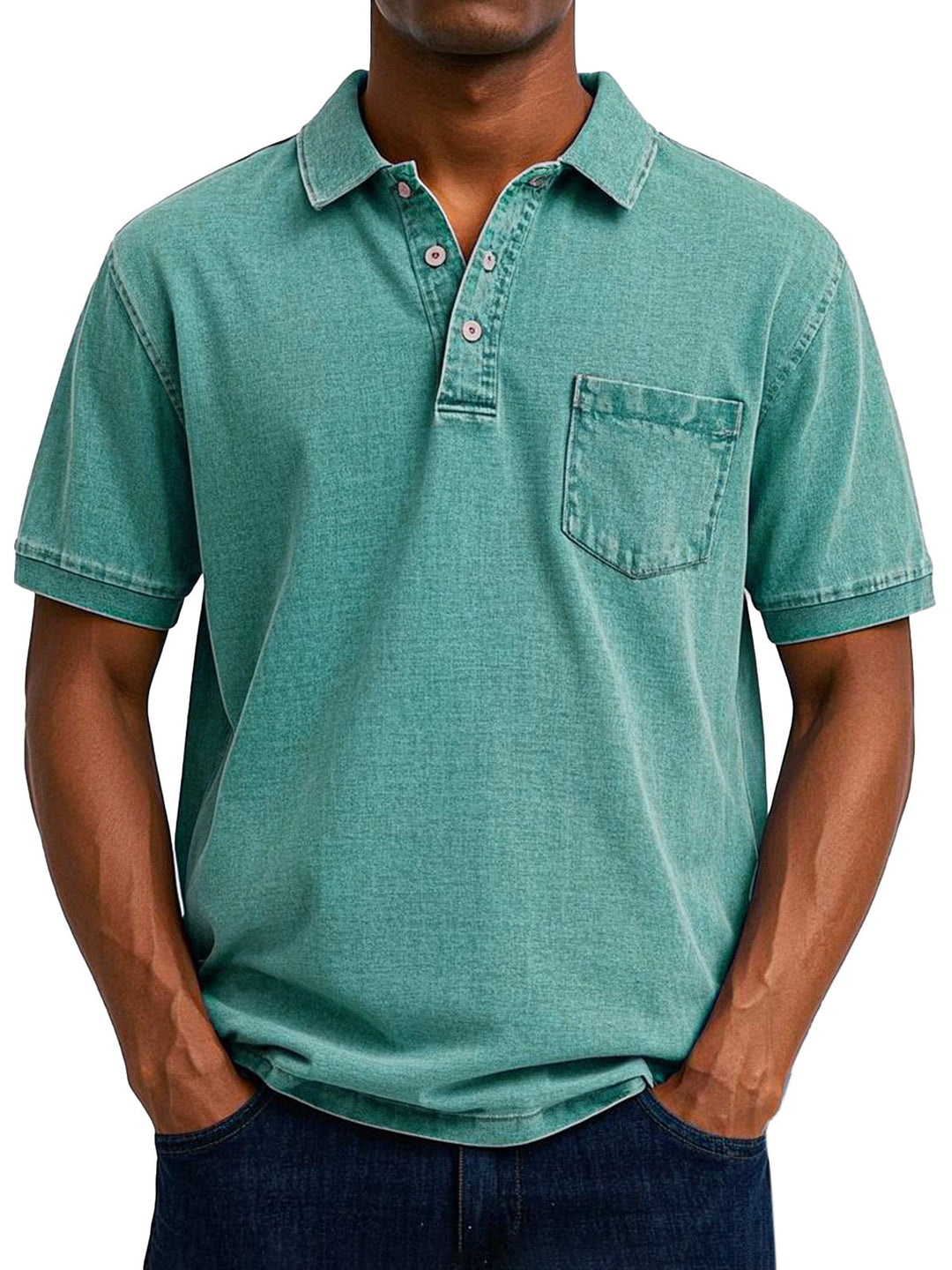 Max | Vintage Casual Polo Shirt für Herren mit kurzen Ärmeln und langen Ärmeln