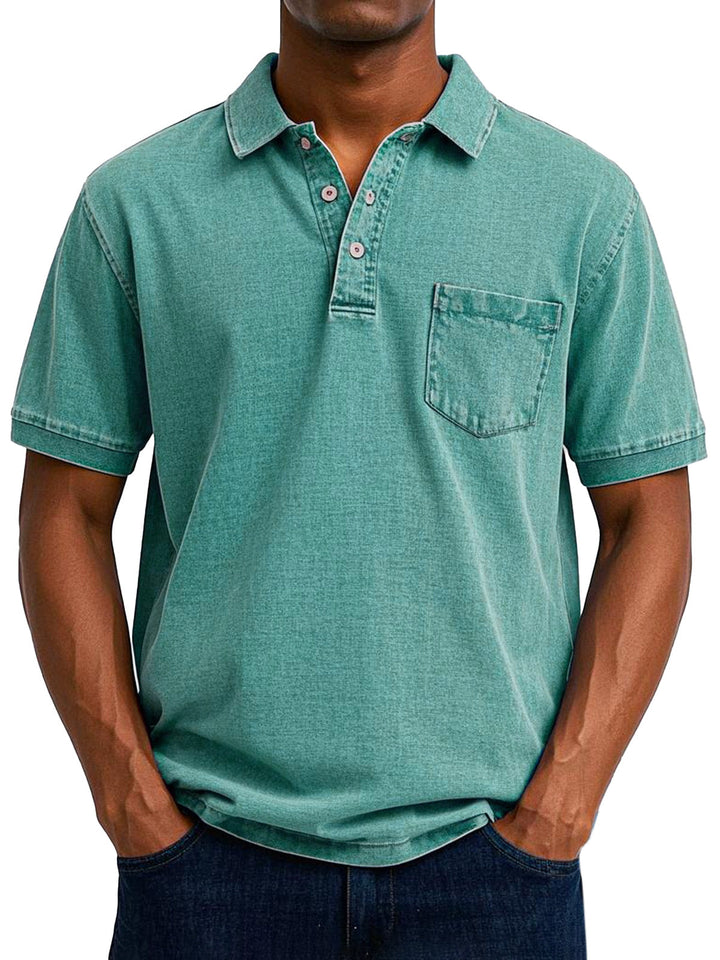 Max | Vintage Casual Polo Shirt für Herren mit kurzen Ärmeln und langen Ärmeln