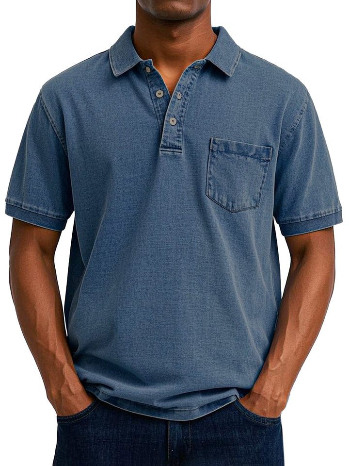 Max | Vintage Casual Polo Shirt für Herren mit kurzen Ärmeln und langen Ärmeln