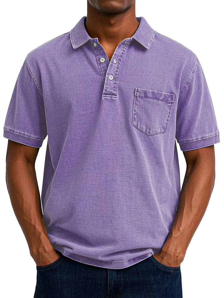 Max | Vintage Casual Polo Shirt für Herren mit kurzen Ärmeln und langen Ärmeln