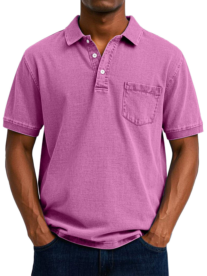 Max | Vintage Casual Polo Shirt für Herren mit kurzen Ärmeln und langen Ärmeln