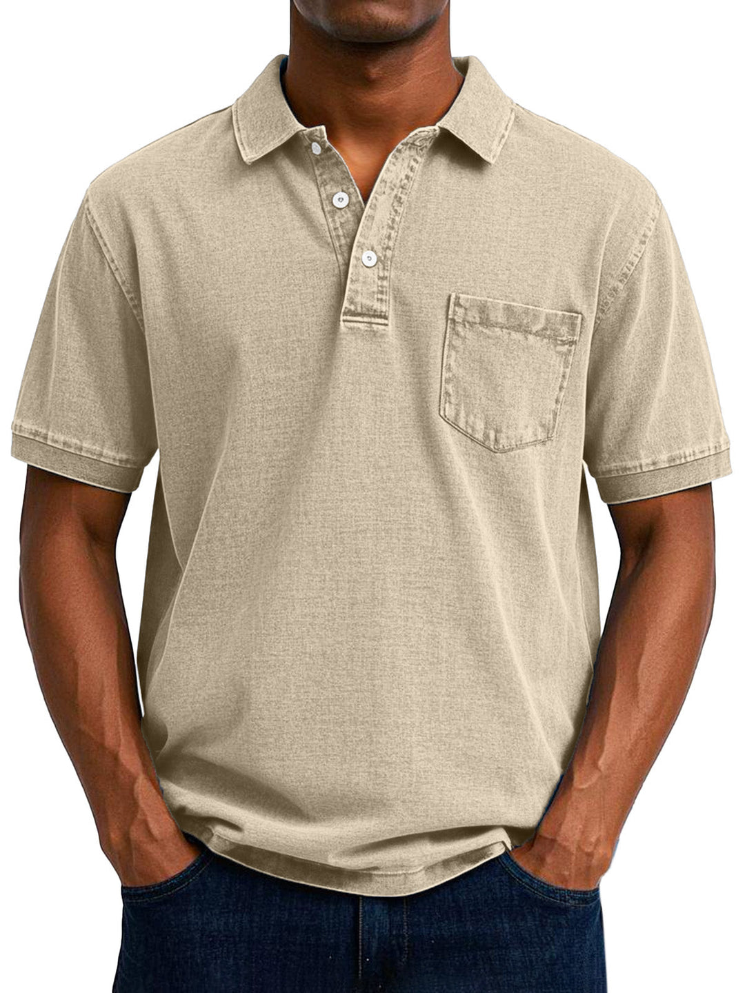 Max | Vintage Casual Polo Shirt für Herren mit kurzen Ärmeln und langen Ärmeln