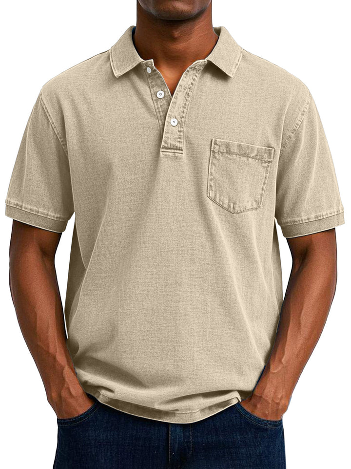 Max | Vintage Casual Polo Shirt für Herren mit kurzen Ärmeln und langen Ärmeln