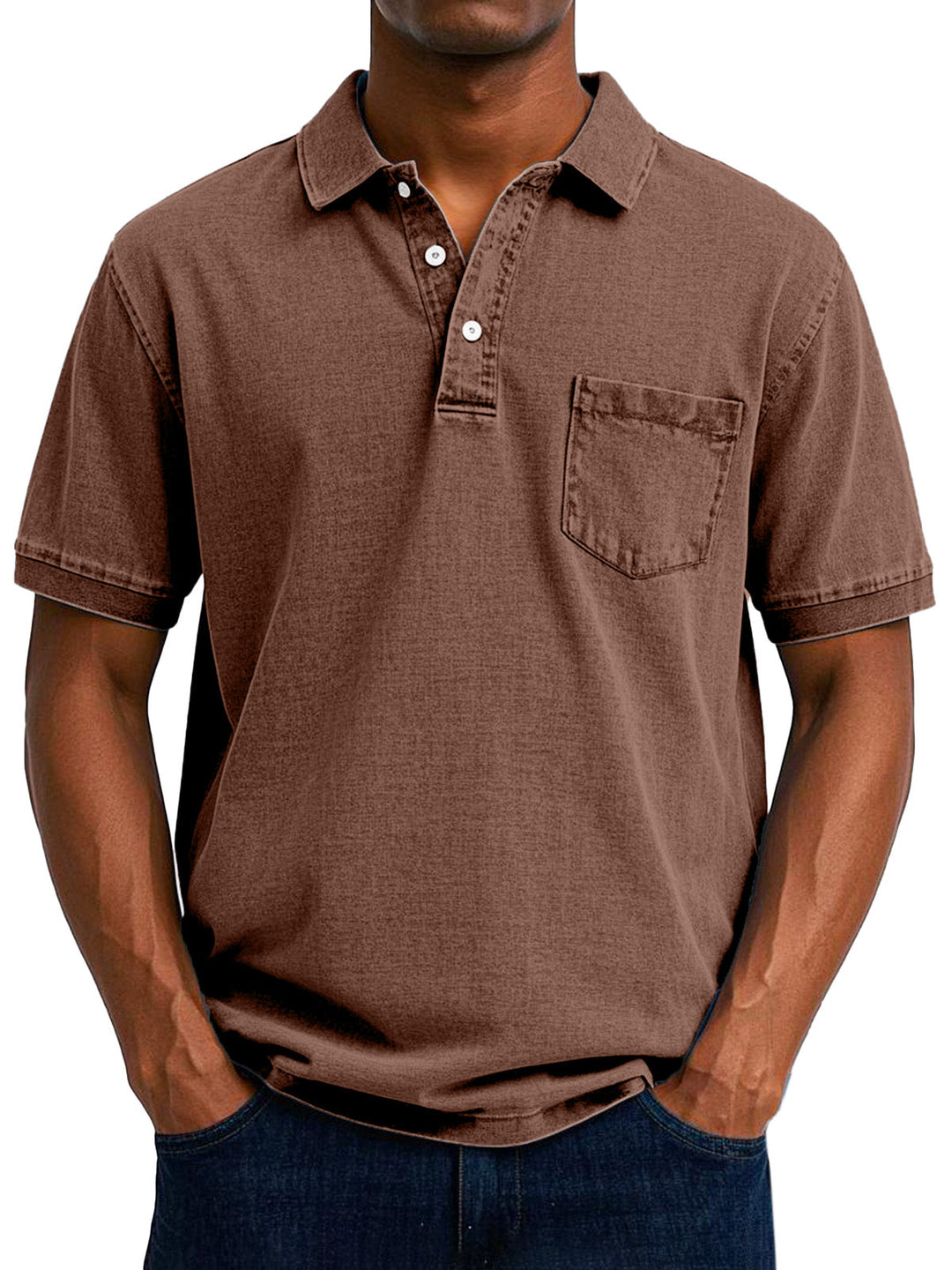 Max | Vintage Casual Polo Shirt für Herren mit kurzen Ärmeln und langen Ärmeln
