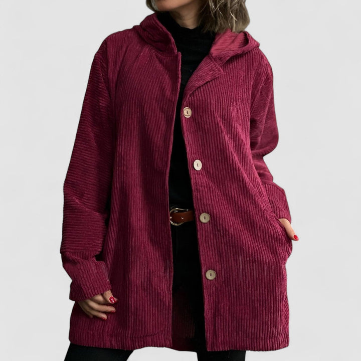 Cordia | Bequeme Cord-Jacke für Damen mit Kapuze und langen Ärmeln
