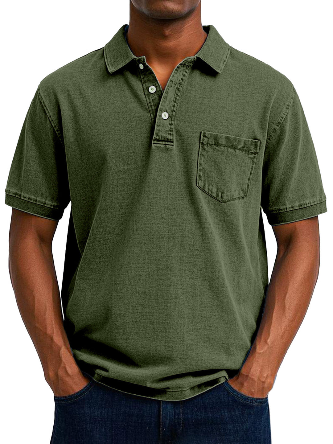 Max | Vintage Casual Polo Shirt für Herren mit kurzen Ärmeln und langen Ärmeln