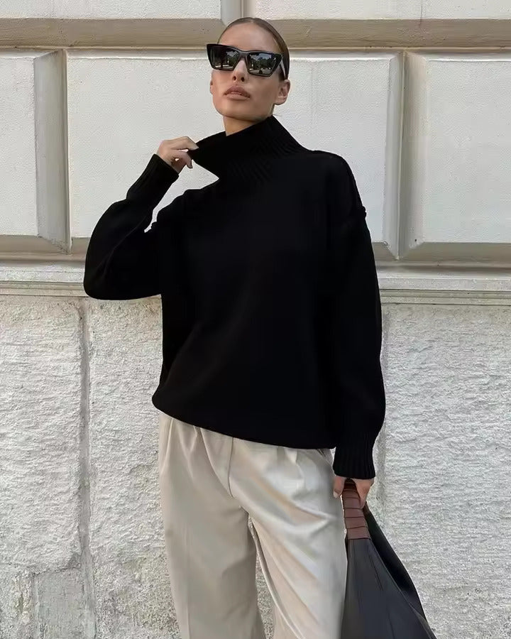 Isabella | Gestrickter Rollkragenpullover für Damen mit langen Ärmeln