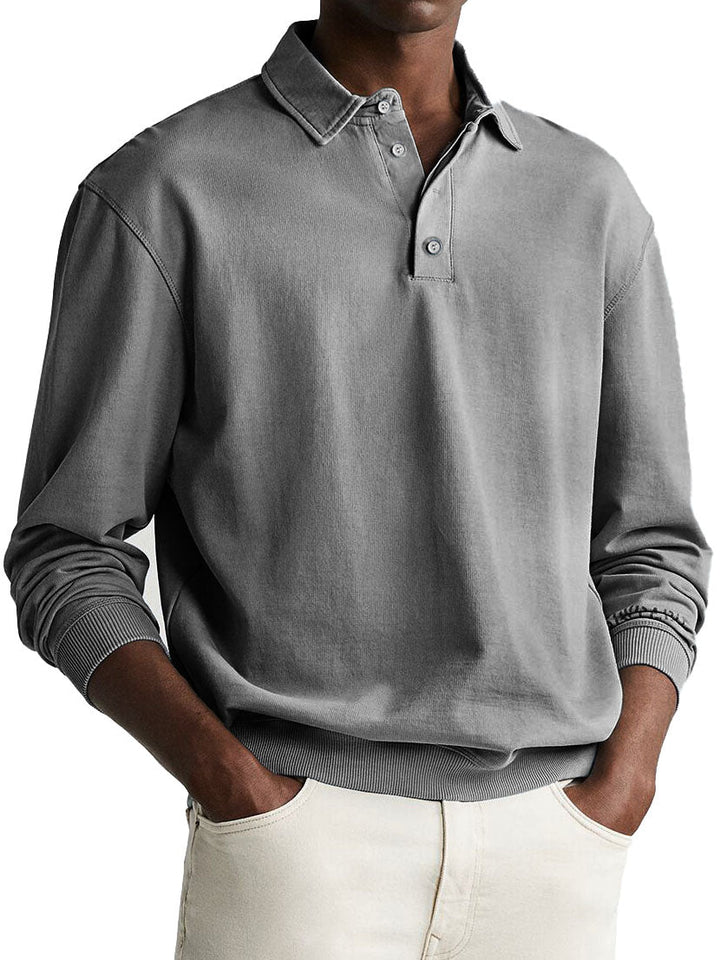 Victor | Herren Vintage Polo mit langen Ärmeln Poloshirt