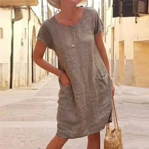 Elsie | Lässiges, Bequemes Kleid mit Rundhalsausschnitt und langen Ärmeln