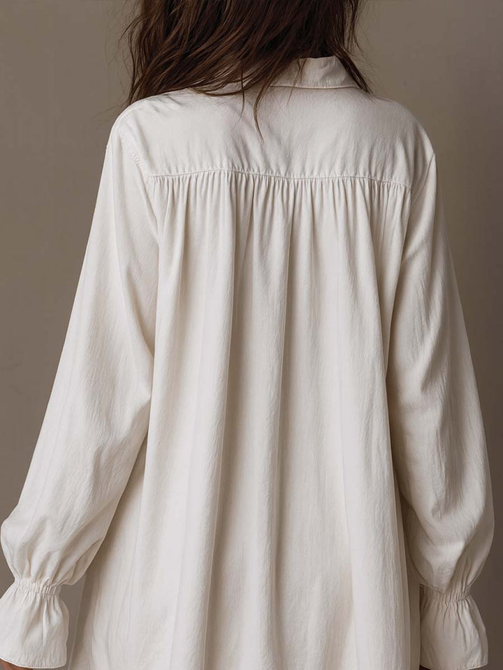 Retro-Stil Unregelmäßiger Saum Langärmliges Mini-Kleid für Damen