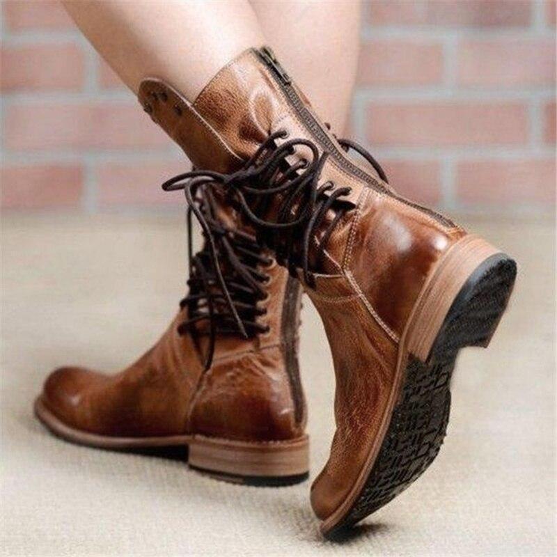 Concetta | Stiefel für Damen mit Schnürsenkeln und flachem Absatz
