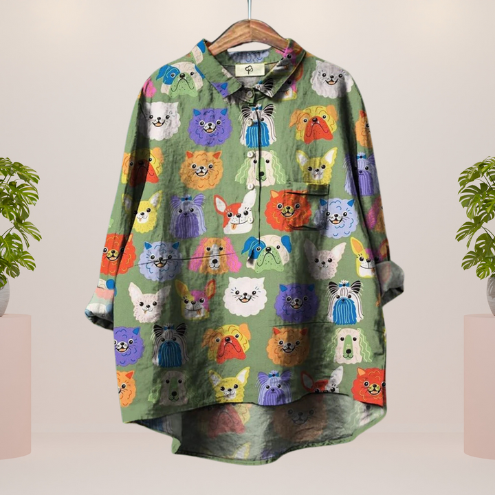 Freya | Trendy Modisches Print Kunst Shirt für Damen mit langen Ärmeln
