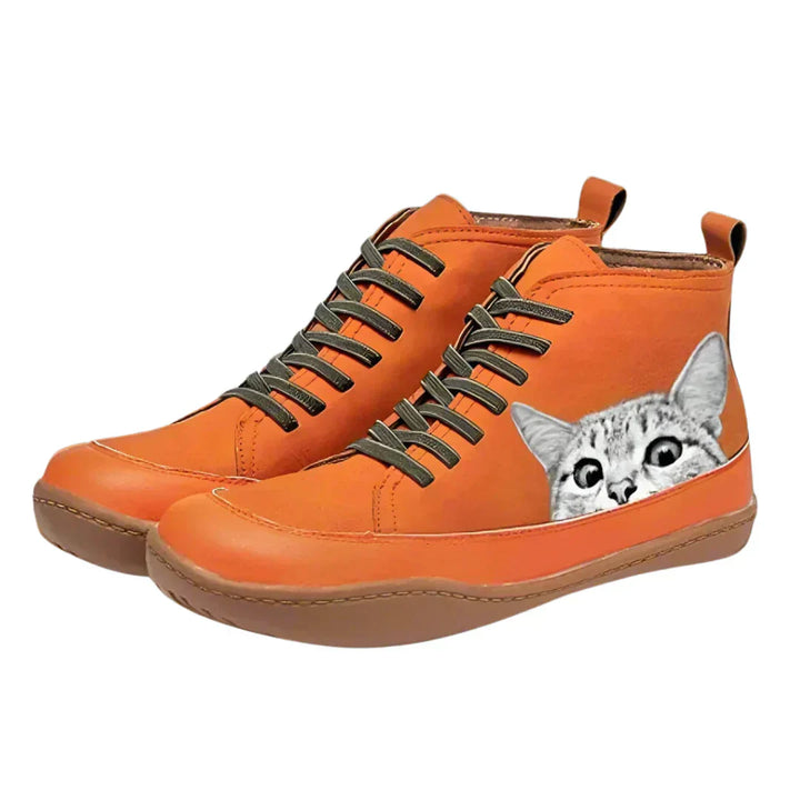 Monika | Katzenleder-Stiefeletten für Damen mit niedrigem Absatz