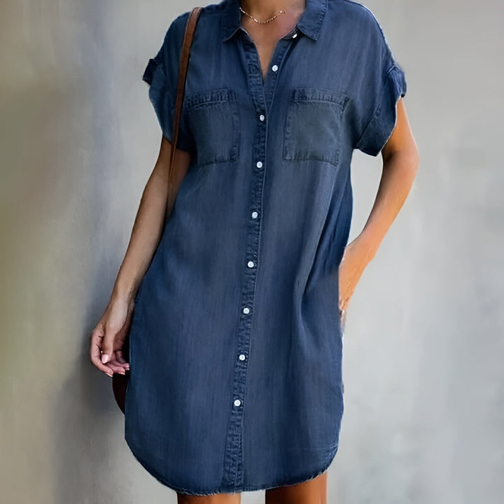 Diane | Lässiges Hemdblusenkleid für Damen mit kurzen Ärmeln und langen Ärmeln