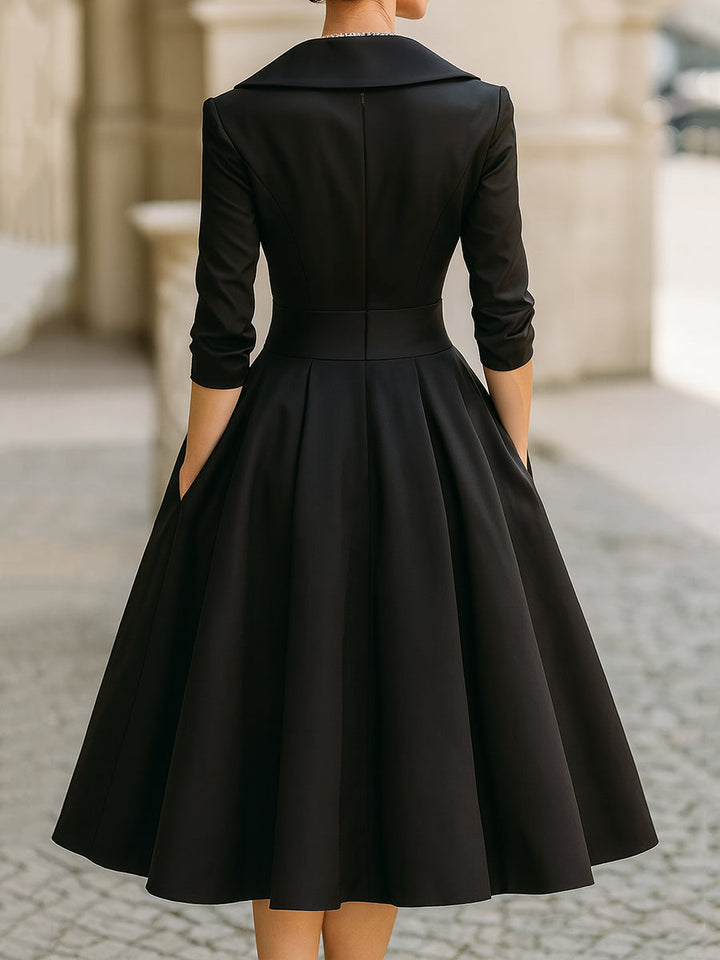 Colette | Lina Feiertags-Eleganzkleid für Damen mit V-Ausschnitt und 3/4-Ärmeln