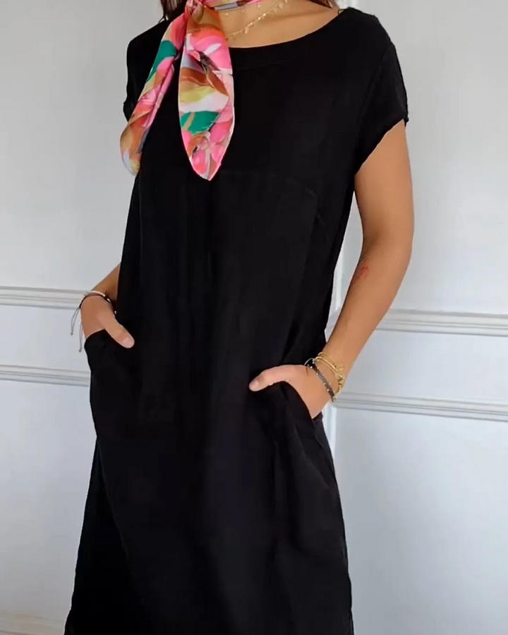 Brenna | Lässiges Kleid für Damen mit Rundhalsausschnitt und kurzen Ärmeln