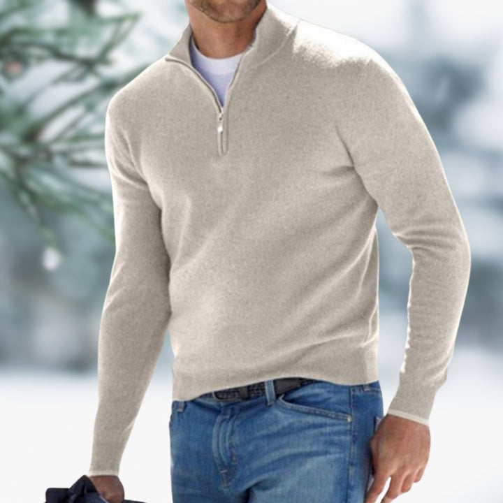 MARK | Feinstrick-Pullover für Herren mit Viertel-Reißverschluss