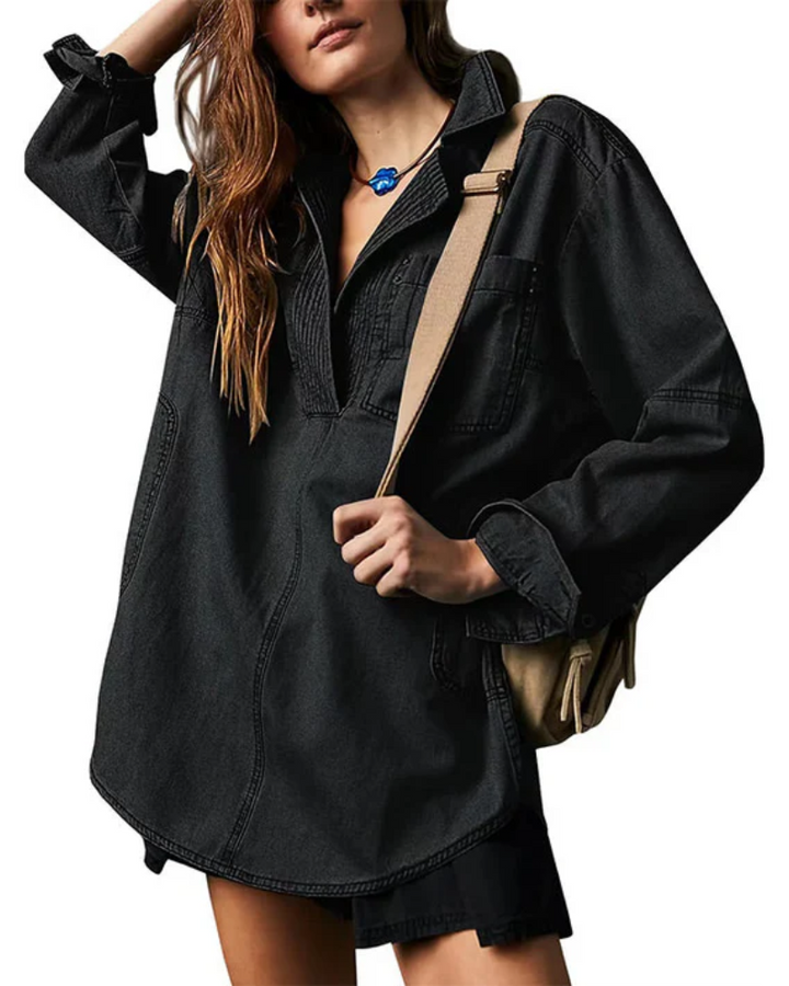 Micah | Oversized Denim Pullover für Damen mit Rundhalsausschnitt
