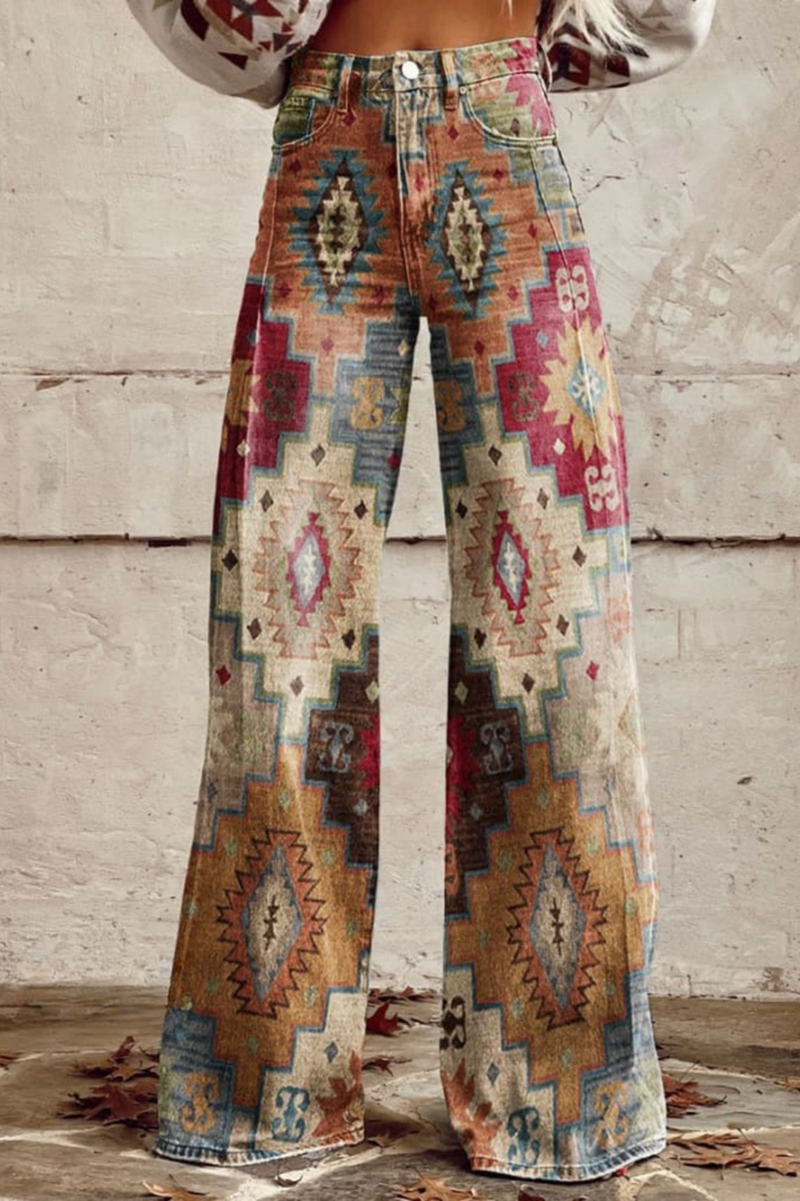 Chloé | Boho Vintage Hose für Damen mit weiter Passform und hohem Bund