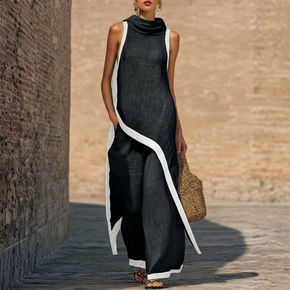 Mara | Damen Zweiteiler mit weiter Hose, asymmetrisch