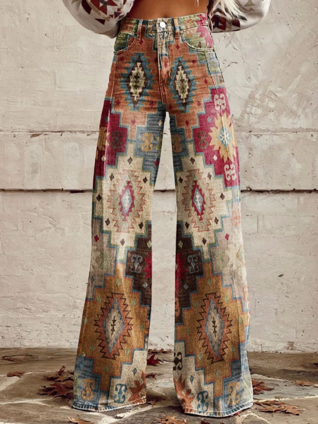 Elvira Vintage Breit Geschnittete Hose für Damen mit weiter Passform