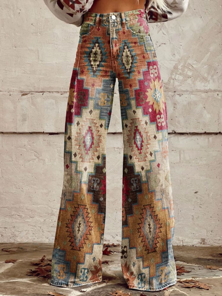 Elvira Vintage Breit Geschnittete Hose für Damen mit weiter Passform