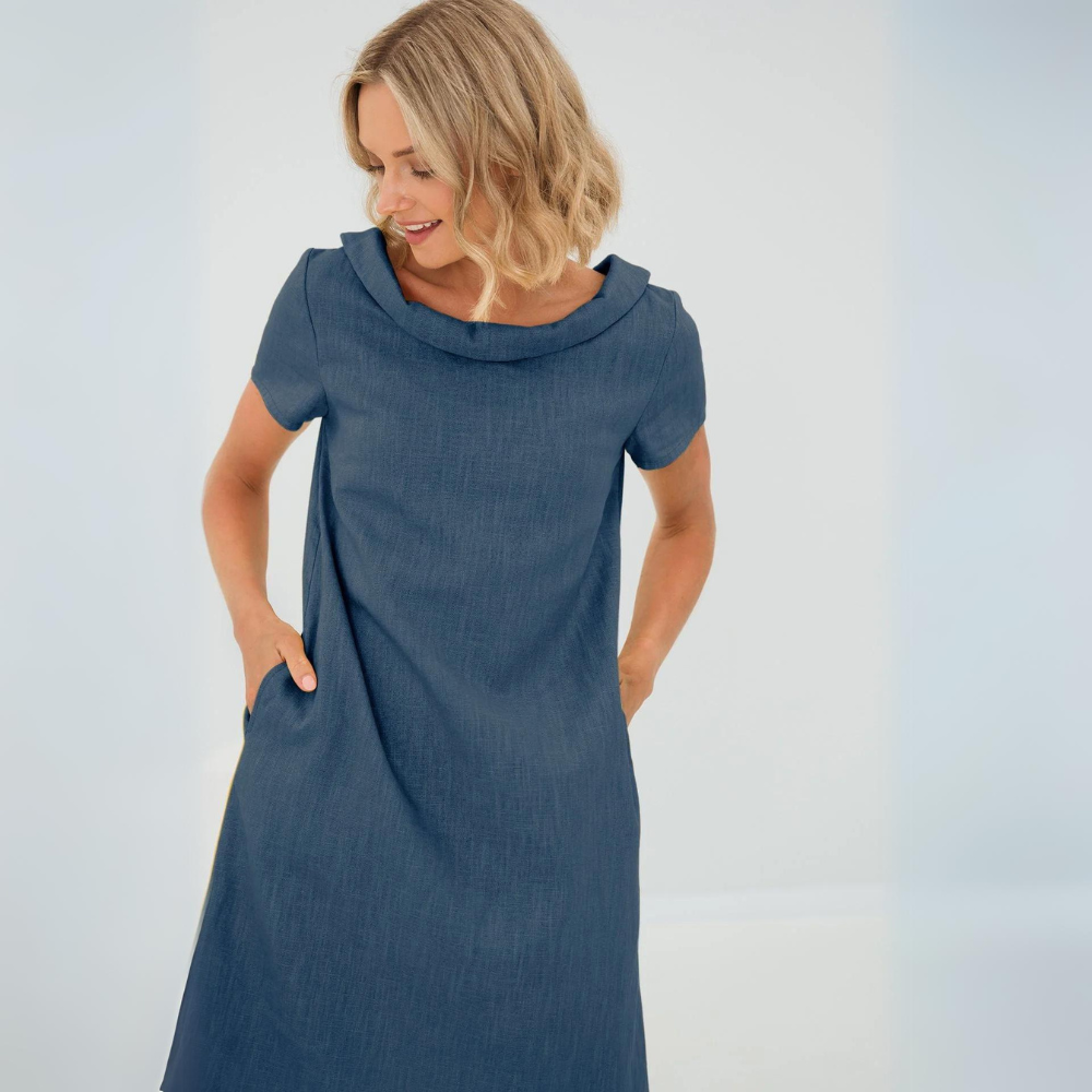 Damen Minikleid mit kurzen Ärmeln und Taschen