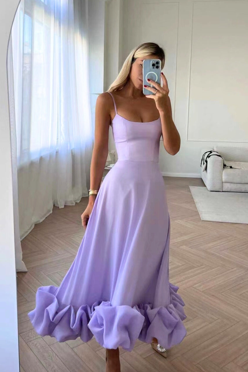 Ariana | Anmutiges Fließendes Midikleid für Damen mit eckigem Ausschnitt