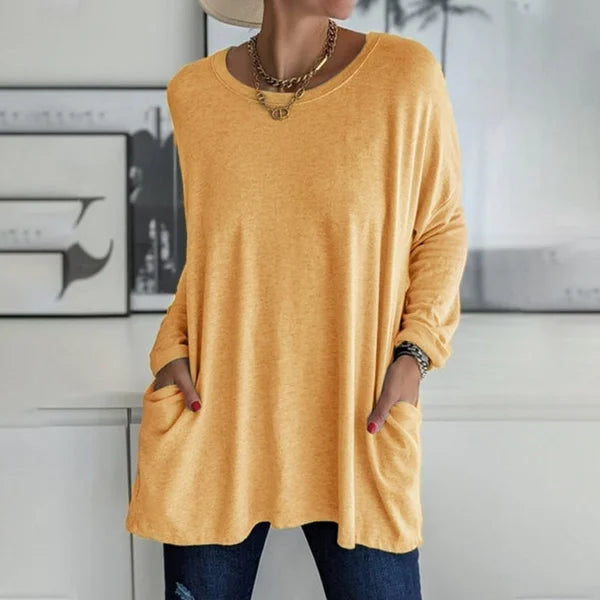 Aelira | Lässiges Langarmshirt für Damen mit Rundhalsausschnitt und langen Ärmeln