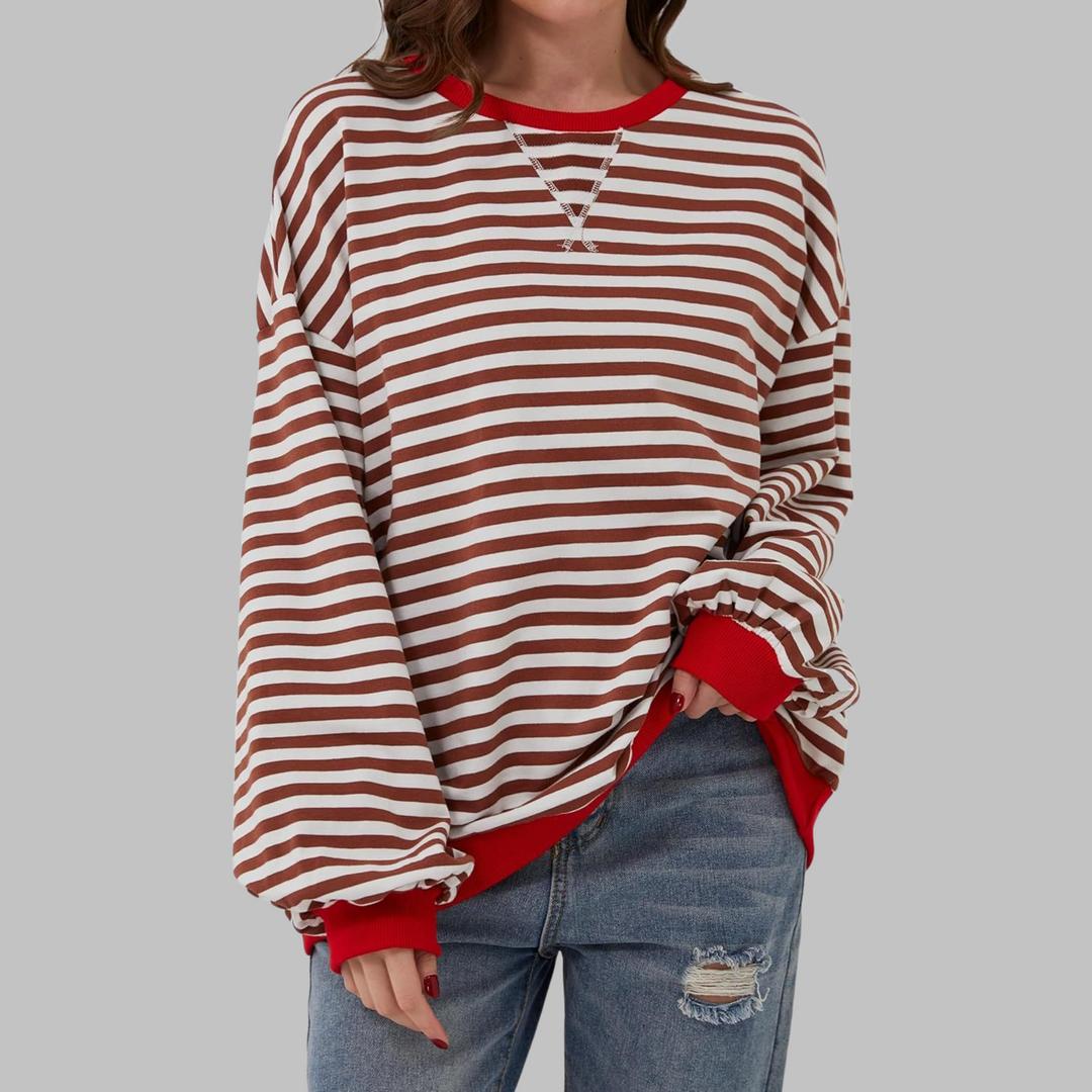 LUKA | Gestreiftes Langarm-Casual-Sweatshirt für Damen mit Rundhalsausschnitt