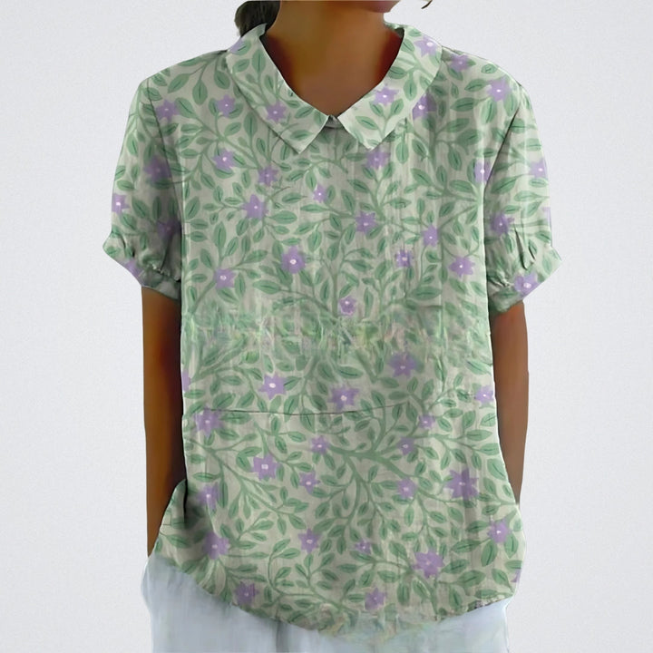 Lina | Stilvolle Bluse für Damen mit Blumenmuster und Rundhalsausschnitt