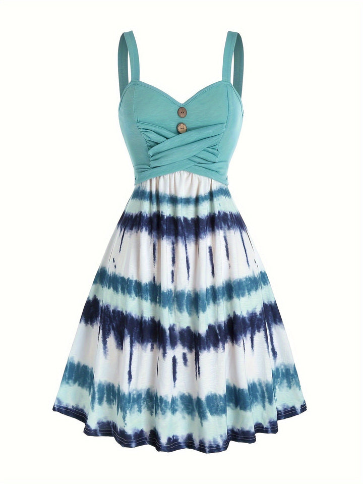 Gisele | Bequemes ärmelloses Sommerkleid für Damen mit Batikmuster