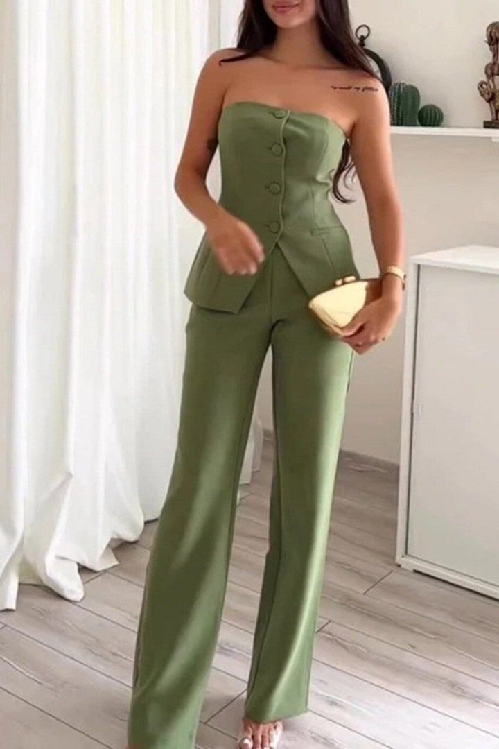 BRIA | Strapless Zweiteiliges Set mit Knöpfen