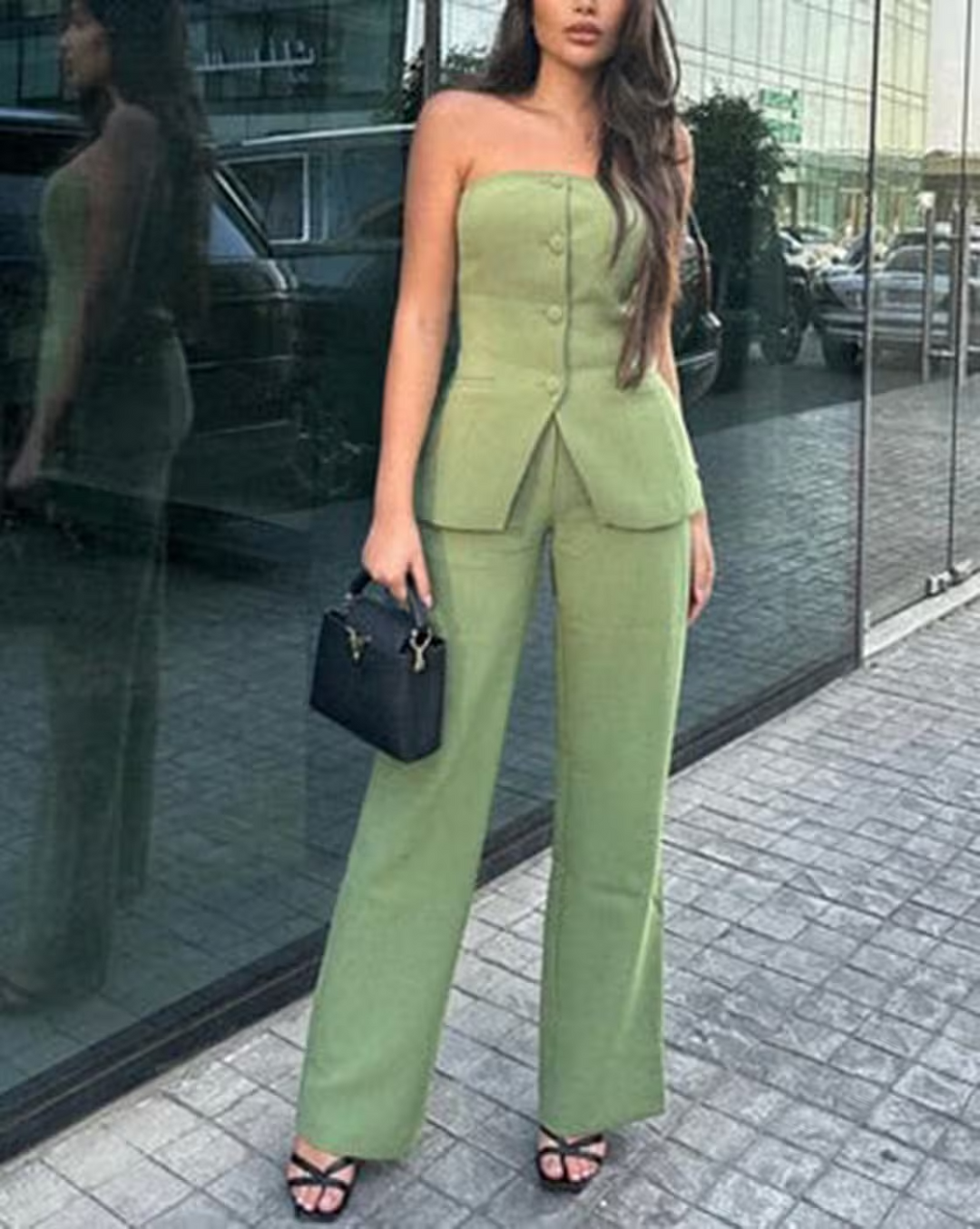 BRIA | Strapless Zweiteiliges Set mit Knöpfen