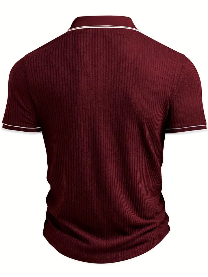 Emilio | Herren maßgeschneiderte gerippte Polo mit kurzen Ärmeln und langen Ärmeln Poloshirt