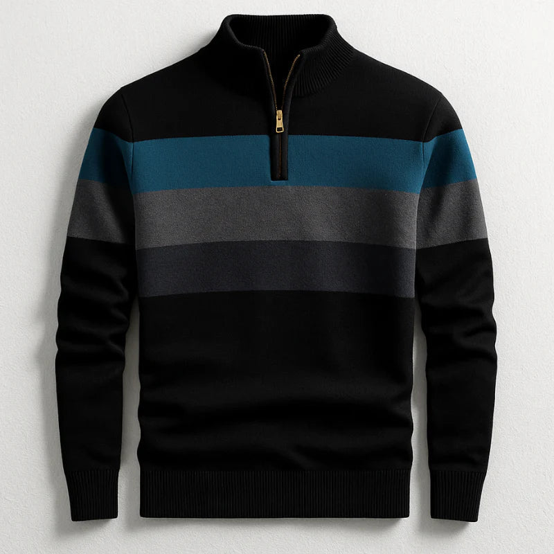 Gestreifter LORVEN Pullover für Herren mit Streifen und Stehkragen