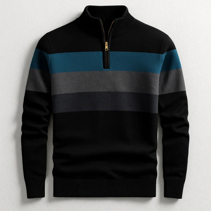 Gestreifter LORVEN Pullover für Herren mit Streifen und Stehkragen