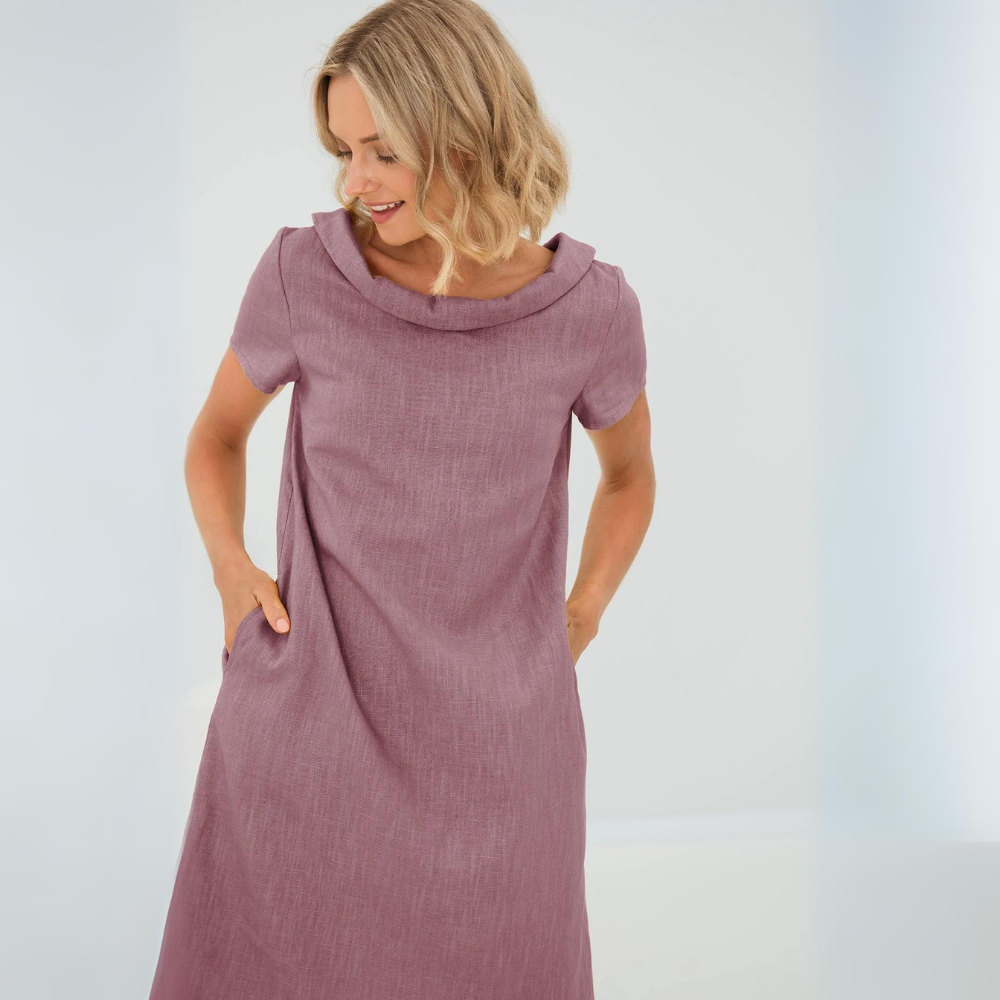 Damen Minikleid mit kurzen Ärmeln und Taschen