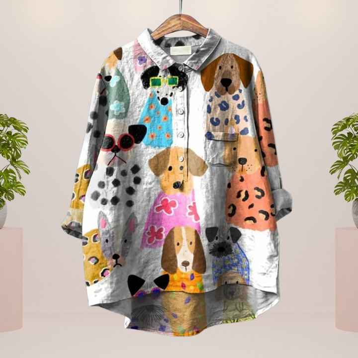 Freya | Trendy Modisches Print Kunst Shirt für Damen mit langen Ärmeln