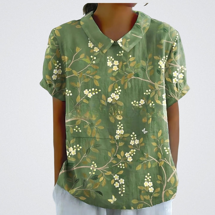 Lina | Stilvolle Bluse für Damen mit Blumenmuster und Rundhalsausschnitt