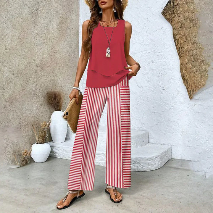 Luna | 2-teiliges Sommer-Set für Damen mit Blumenmuster und eckigem Ausschnitt