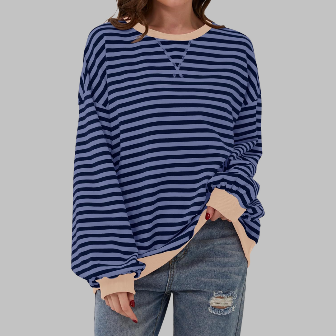 LUKA | Gestreiftes Langarm-Casual-Sweatshirt für Damen mit Rundhalsausschnitt