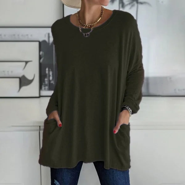 Aelira | Lässiges Langarmshirt für Damen mit Rundhalsausschnitt und langen Ärmeln