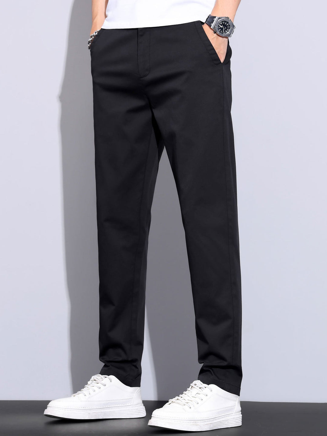 Herren Kurzarm Zip-Polo & Hose mit elastischem Bund und geradem Bein Set