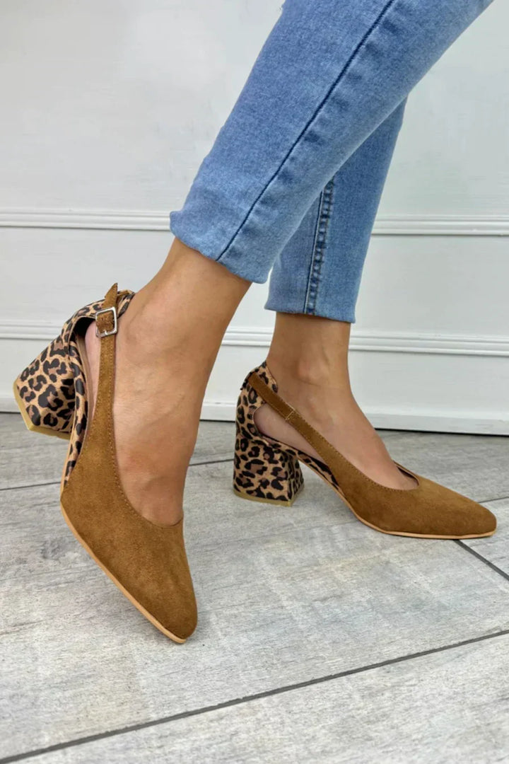 Leopardenprint Fersen-Slingbacks für Damen mit mittelhohem Absatz