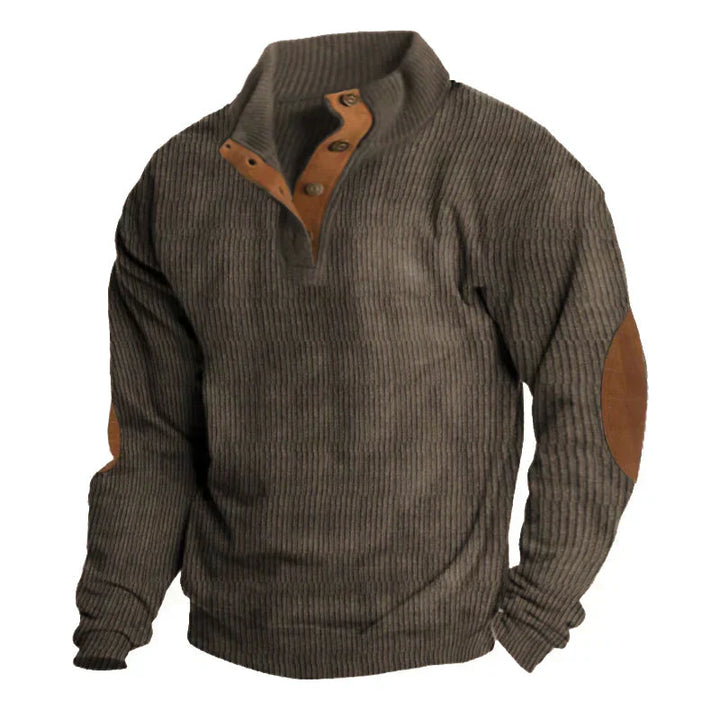 Stefano | Gerippter Knopf-Herrenpullover