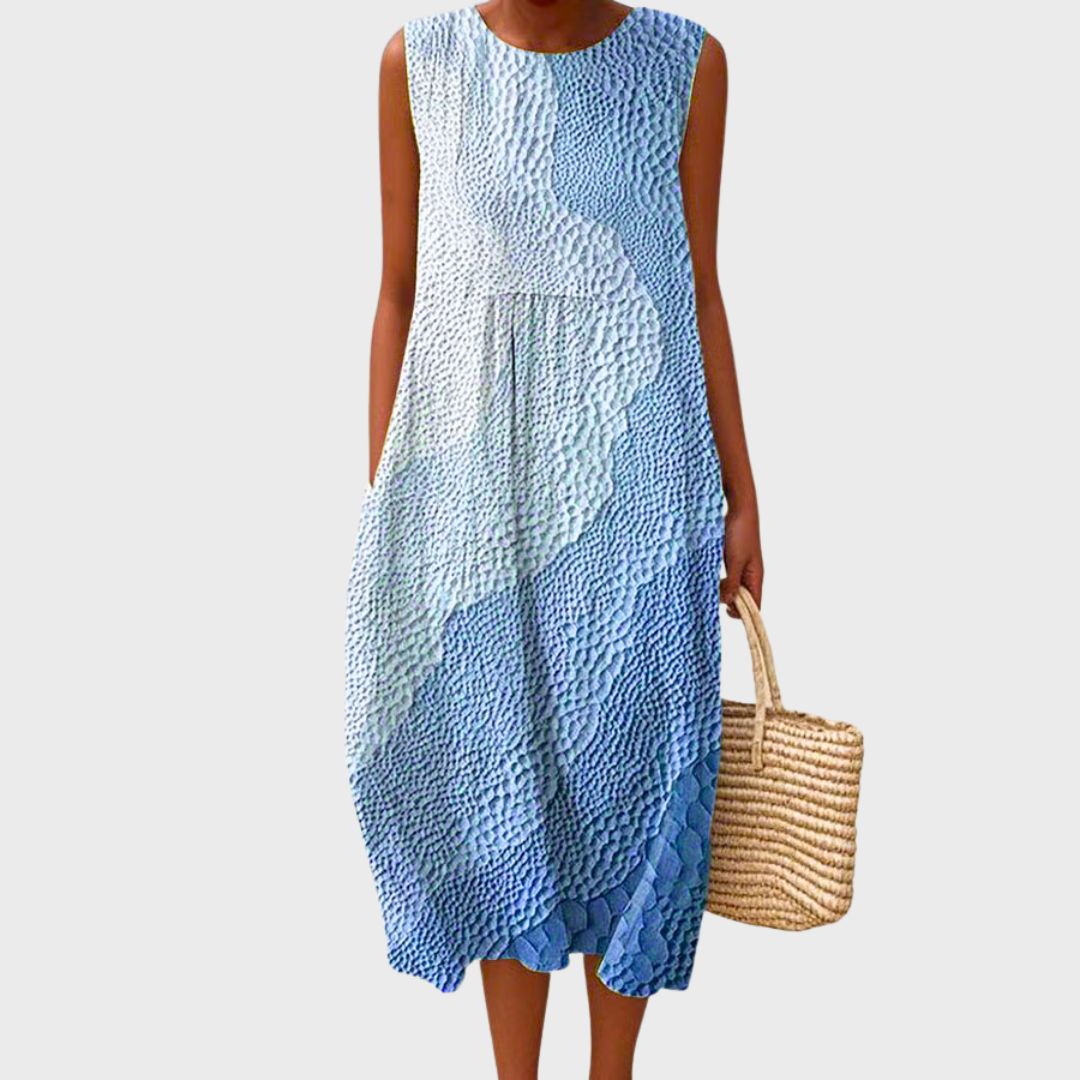 Isla | Leichtes Kleid für Damen mit Karomuster und Rundhalsausschnitt