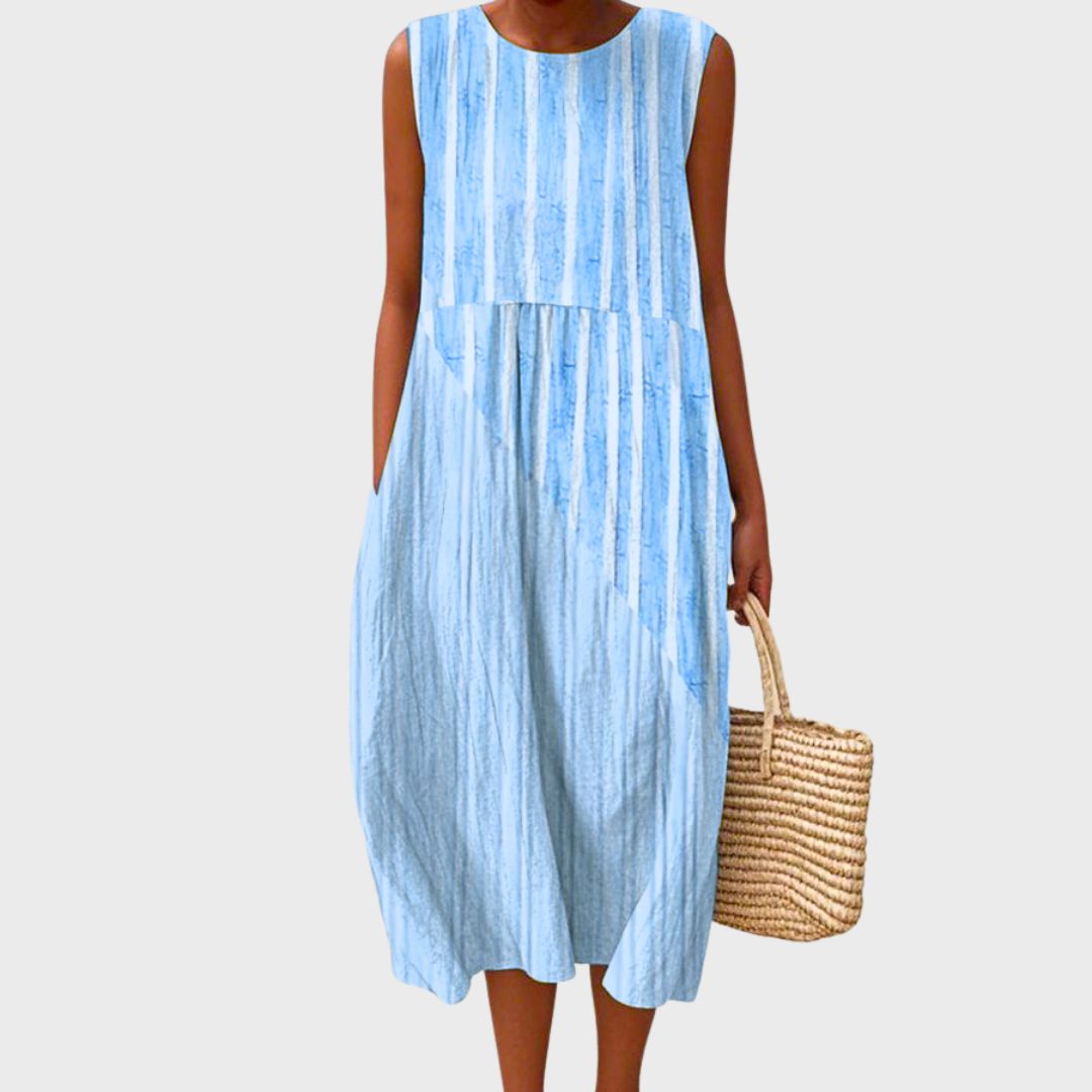 Isla | Leichtes Kleid für Damen mit Karomuster und Rundhalsausschnitt